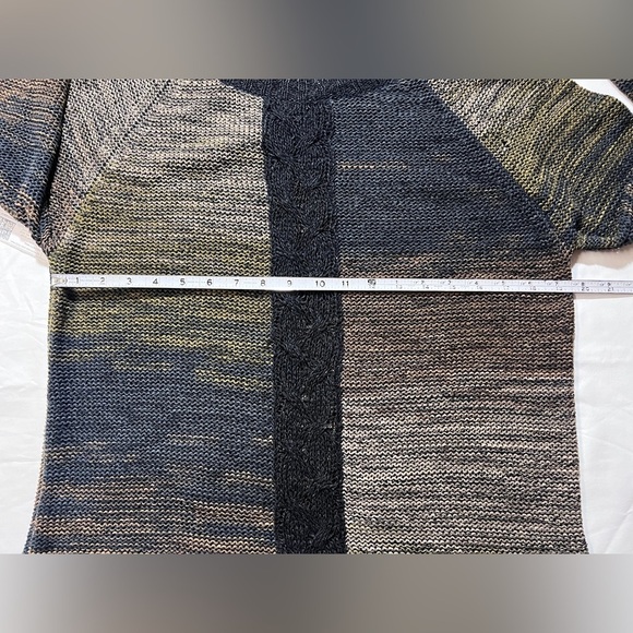 CURIO NY‎ Black and taupe blended open knit sweater size L - Picture 12 of 13